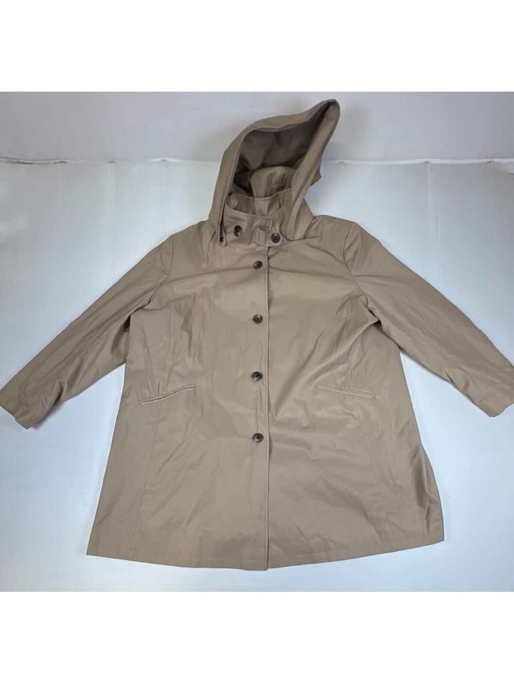 Lauren Ralph Lauren Women 3X Sand Hooded Rain Trench Coat Jacket Weatherproof